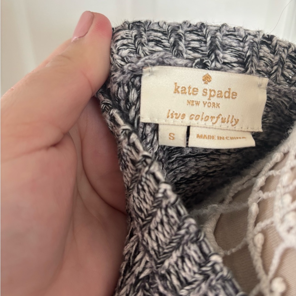 Kate Spade Black and White Short Sleeve Knit Sweater - Picture 3 of 3